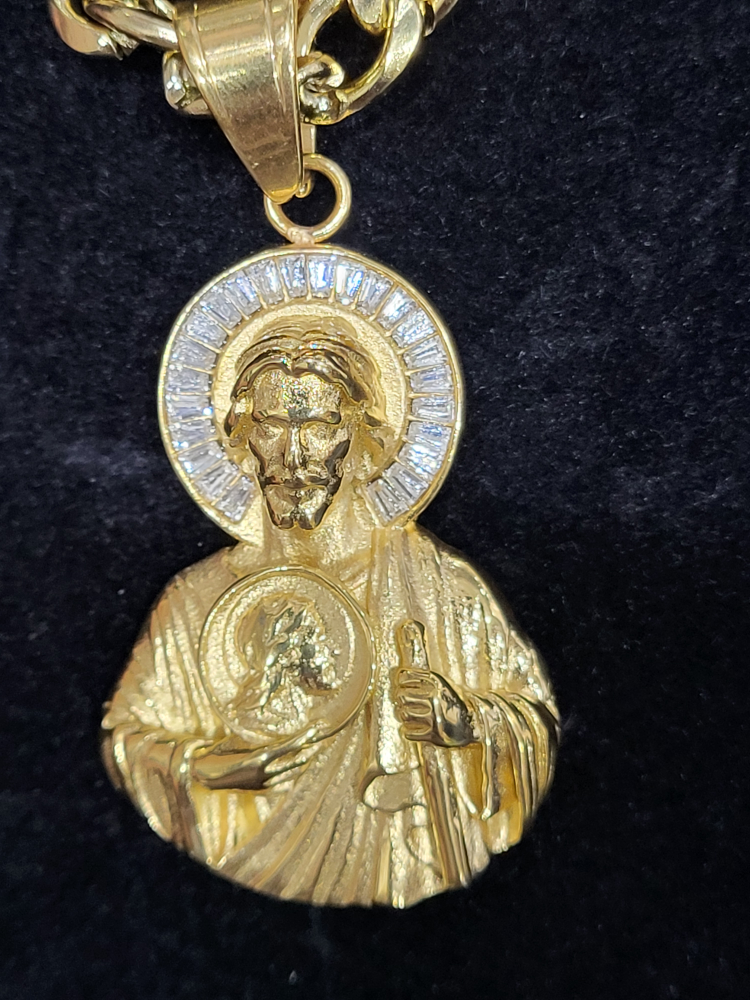Gold San Judas Tadeo Pendant Necklace