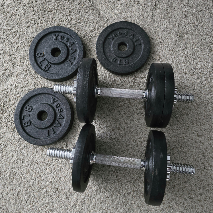 Adjustable Weight Bench + Dumbbells