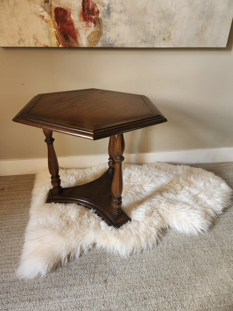 1970's Side Table - Handsome Dark Wood hexagon - photo 5