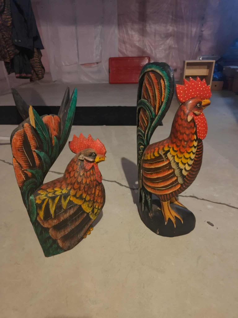 Wooden Rooster Sculptures
