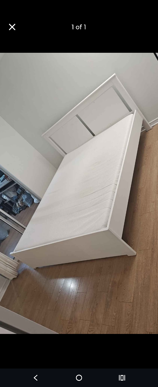 Ikea White Bed Frame and Mattress
