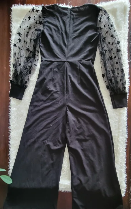 Shein Black Star Sleeve Jumpsuit - Size M image indicator(3)