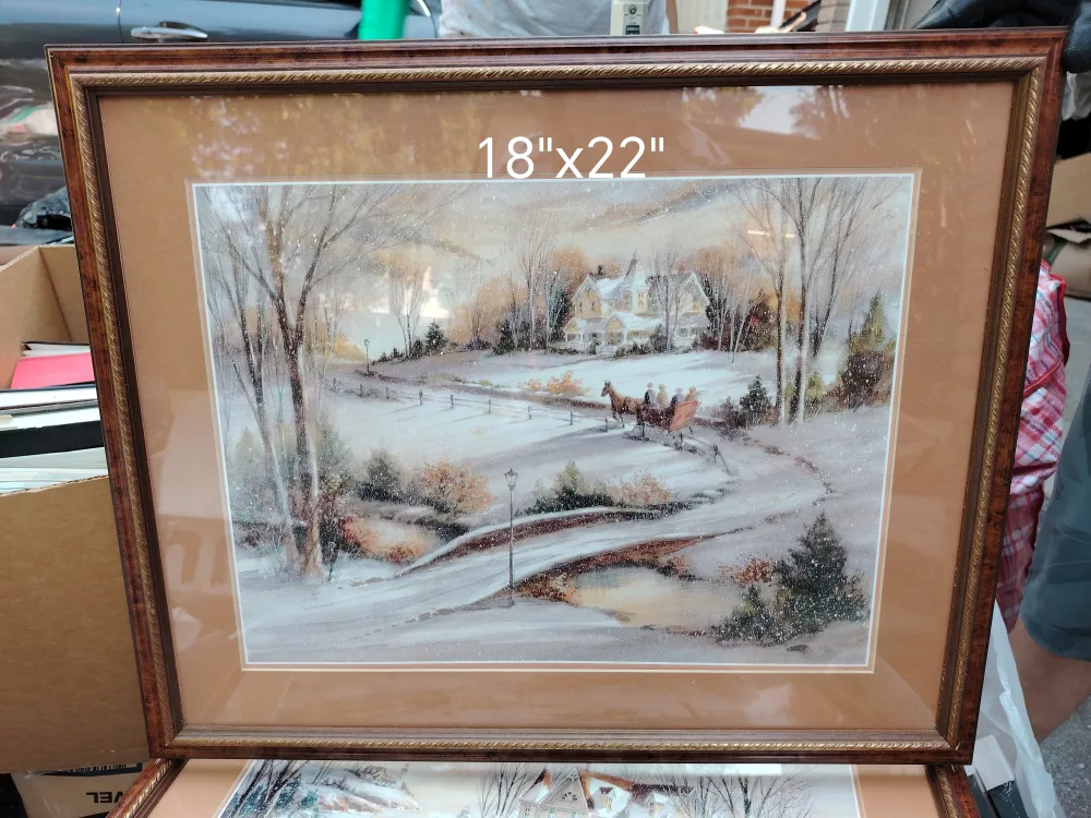 18x22 Winter Scene Framed Art thumbnail