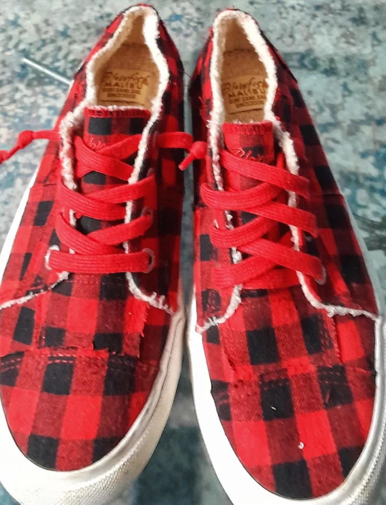 Blowfish Malibu Red Plaid Sneakers thumbnail