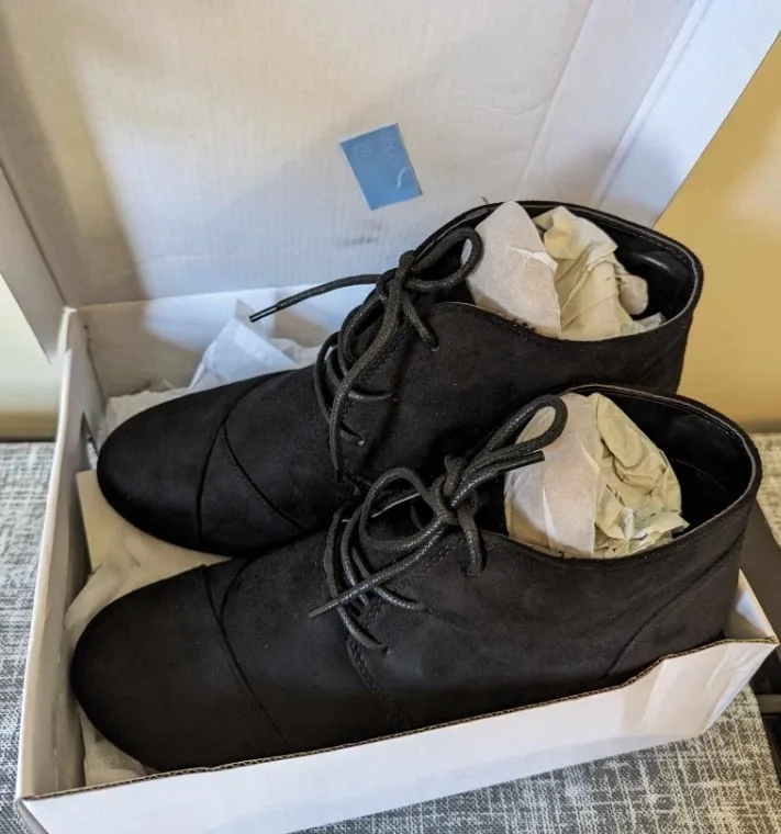 New Black Wedge Ankle Boots - Size 9 1/2 image indicator(3)