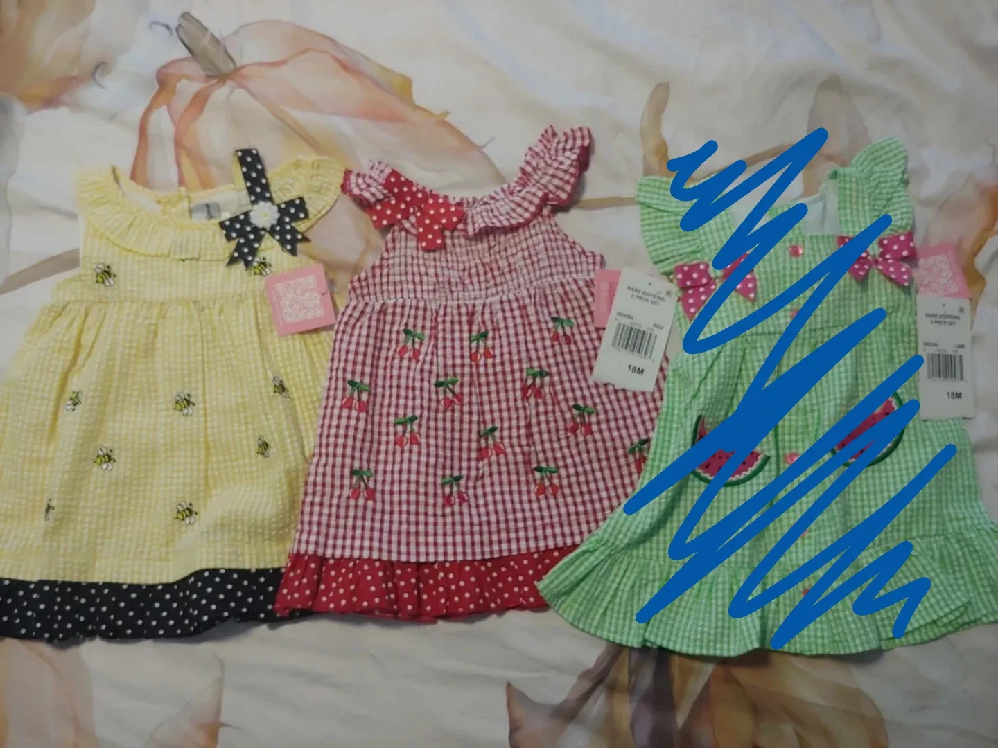 2 New Baby Dresses-18 months thumbnail