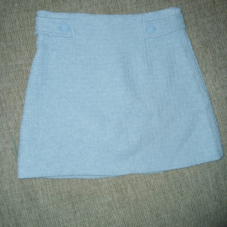 Zara XS Blue Tweed Mini Skirt thumbnail
