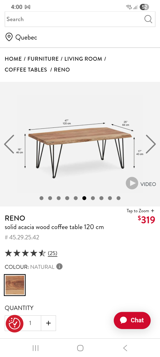 Reno Solid Acacia Wood Coffee Table - 120cm - photo 2