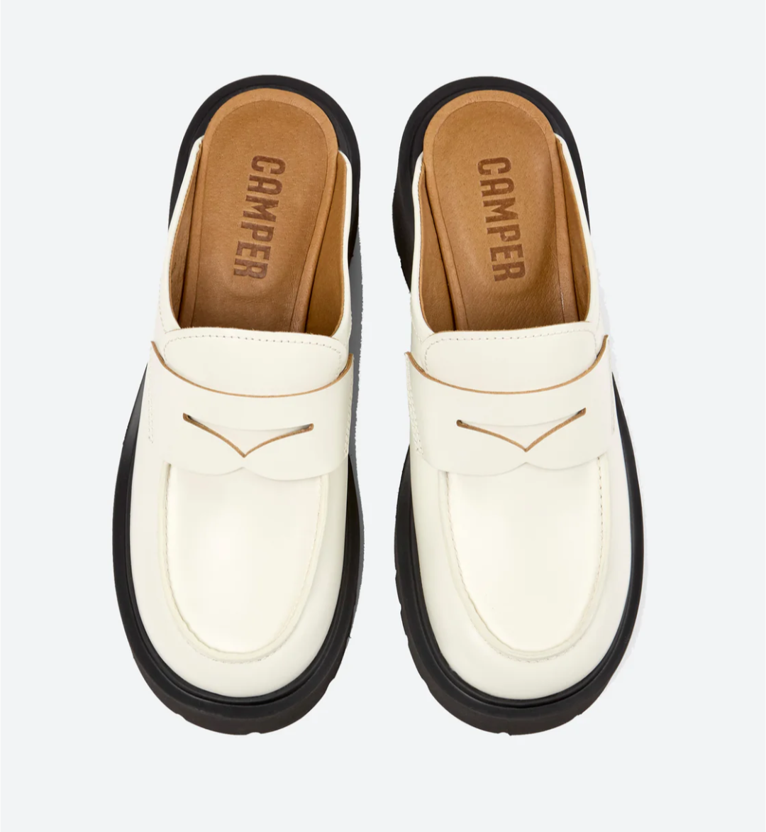 Camper Milah White Leather Clogs 🧡