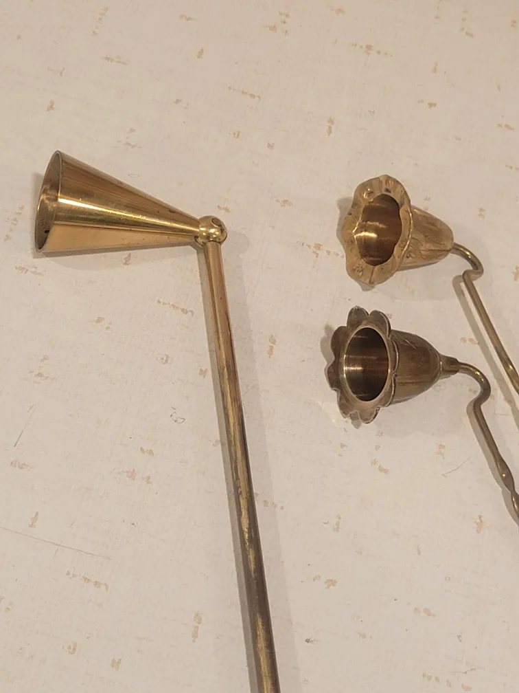 3 Vintage Brass Candle Snuffers image indicator(2)