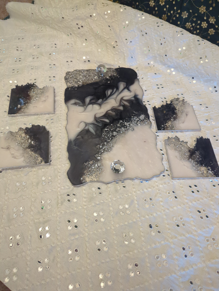 Resin Art Tray and Coaster Set - photo 3
