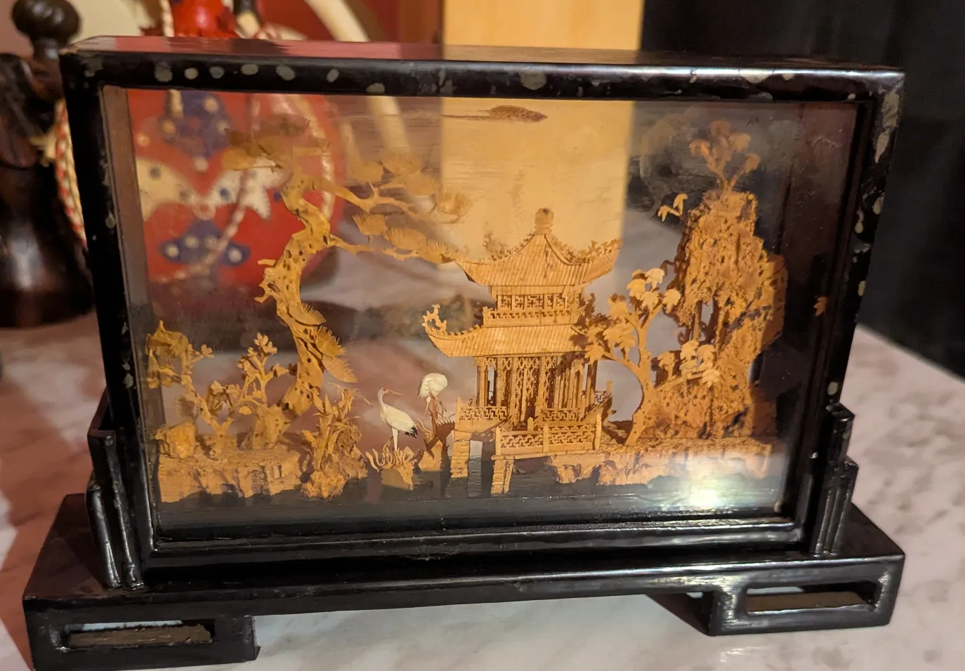 Vintage Carved Wood & Glass Display Case image indicator(3)