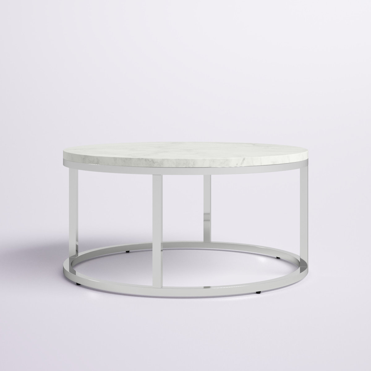 Round Coffee Table with Faux Marble Top - photo 2