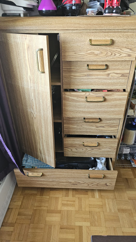 Wood Grain Armoire with Drawers | Wooden dresser with cabinets