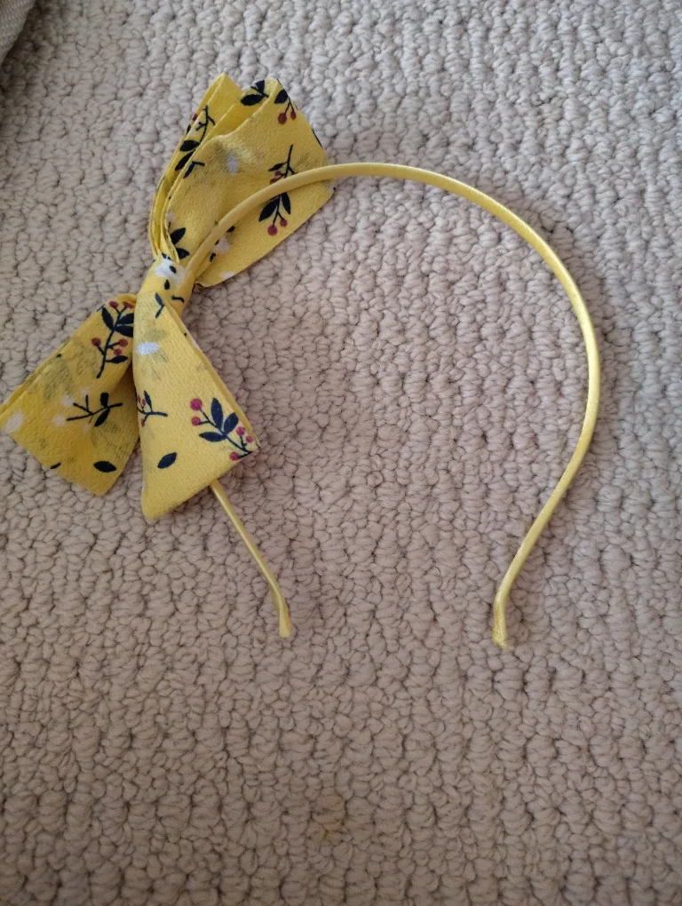 Yellow Floral Bow Headband thumbnail