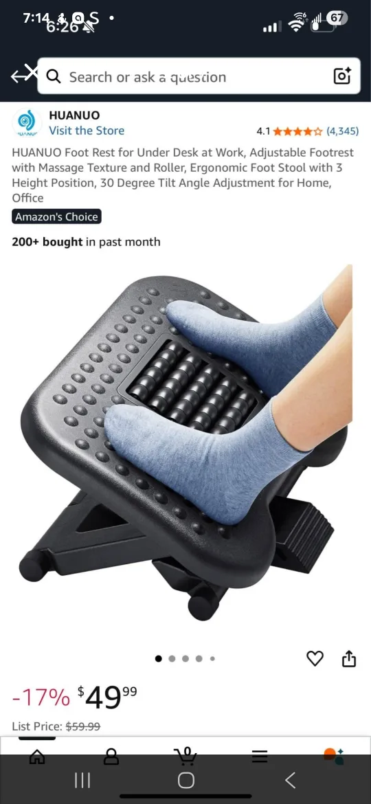 HUANUO Adjustable Foot Rest for Under Desk thumbnail