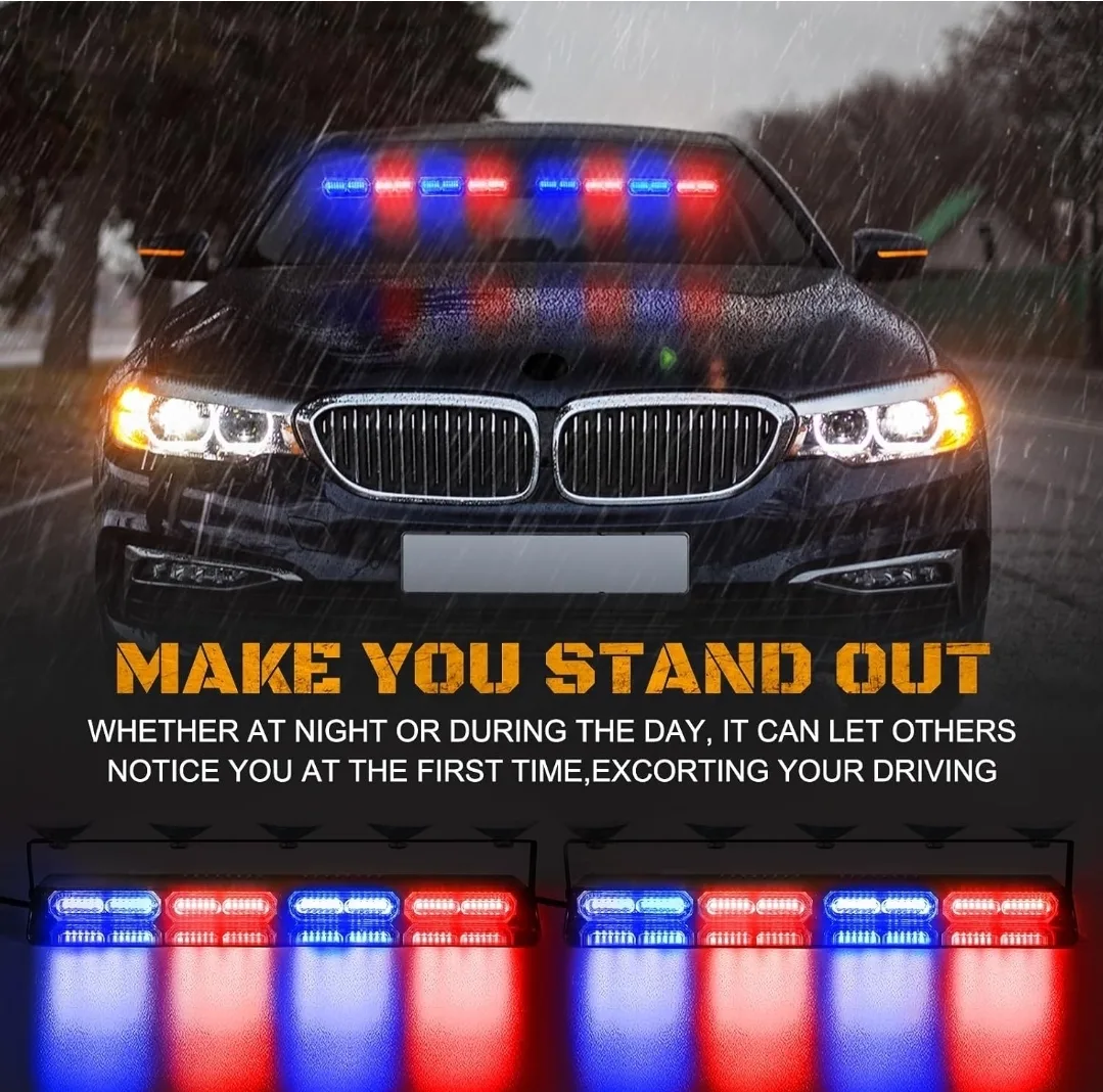 48 LED Dash Strobe Light Bar w/ Digital Controller – Red/Blue image indicator(5)