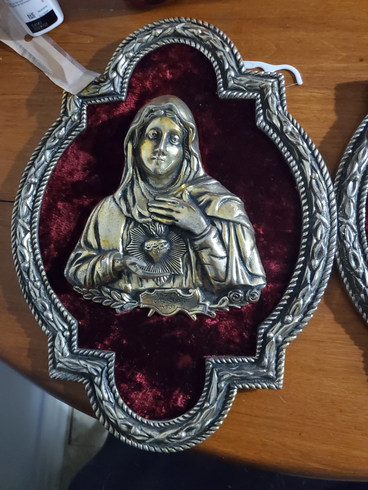 Vintage Wall Art - Sacred Heart of Jesus & Mary