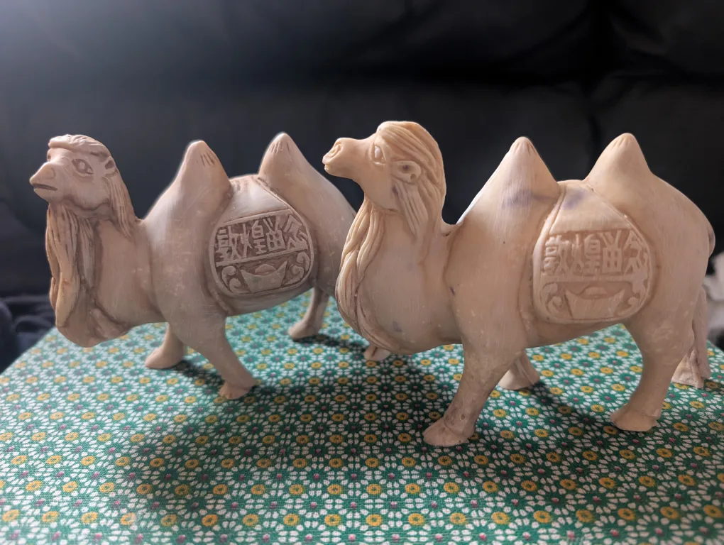 Rare Vintage Silk Road Camel Figurines - Hand-Carved from China thumbnail