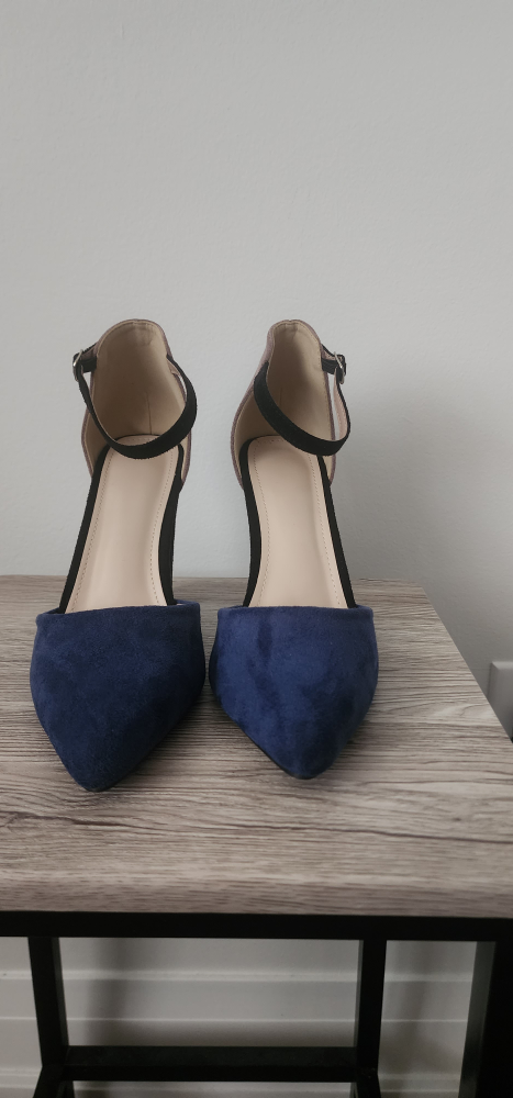 Navy & Beige Ankle Strap Heels - photo 2