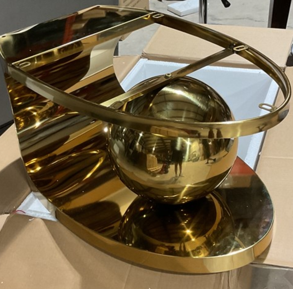 New Modern Oval Stone Coffee Table - Gold & Marble - photo 5