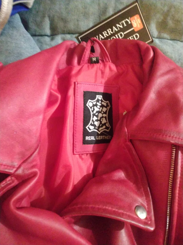 Red Real Leather Jacket - Size M image indicator(2)