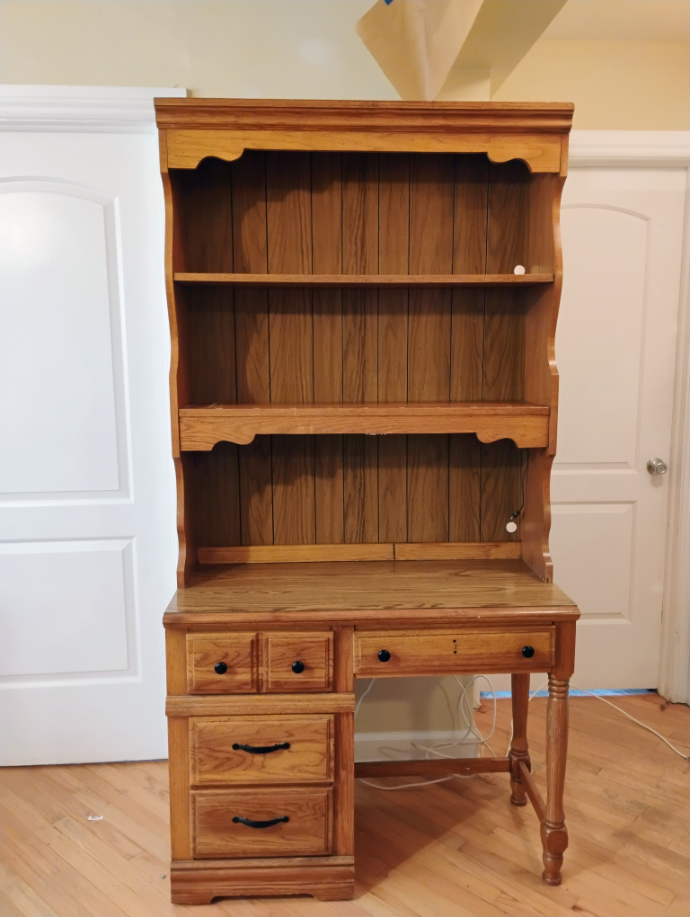 Wooden Desk with Hutch