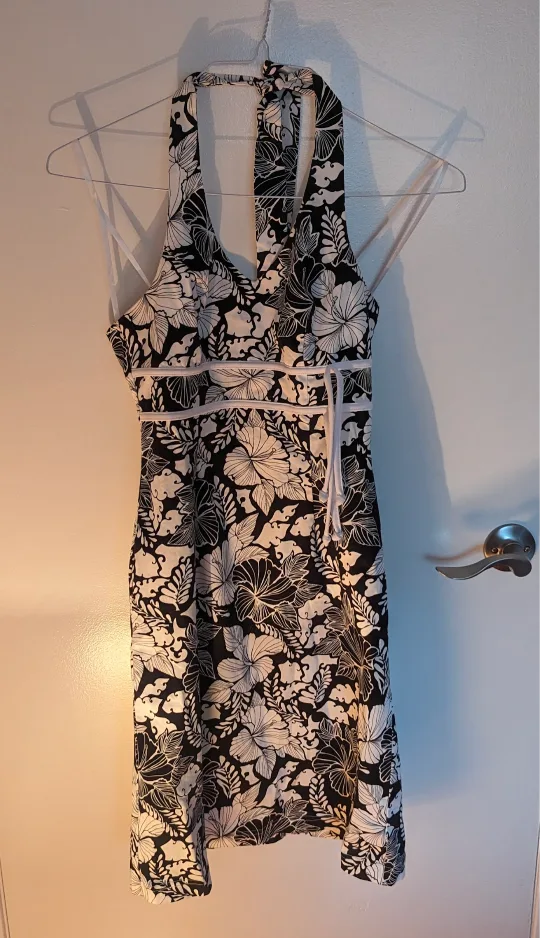 Algo Black & White Floral Halter Dress - Size 4 thumbnail