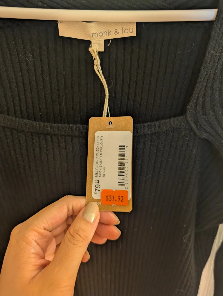 NEW monk and Lou (PLENTY) ribbed black sweater image indicator(2)