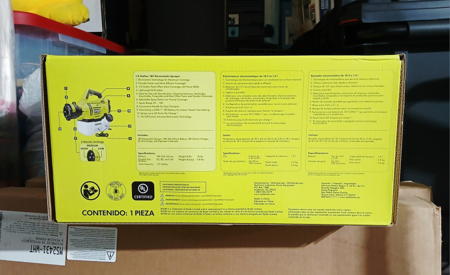 Ryobi 18V ONE+ Electrostatic Sprayer [1/2 Gallon] - NEW! - photo 5