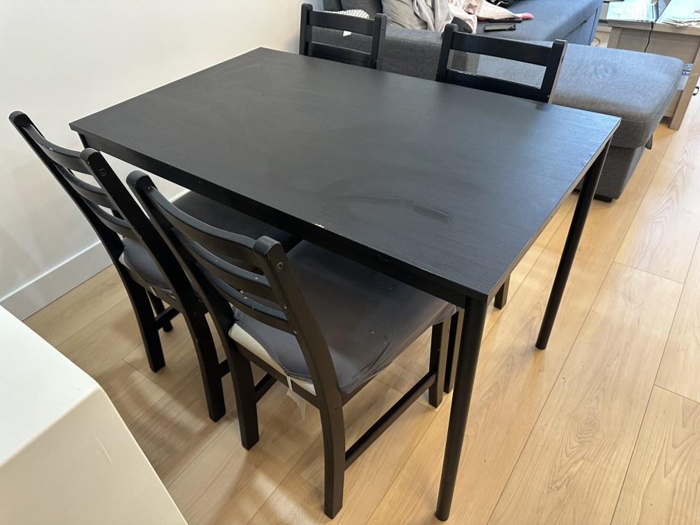 IKEA Dining Table with 4 Chairs - Black