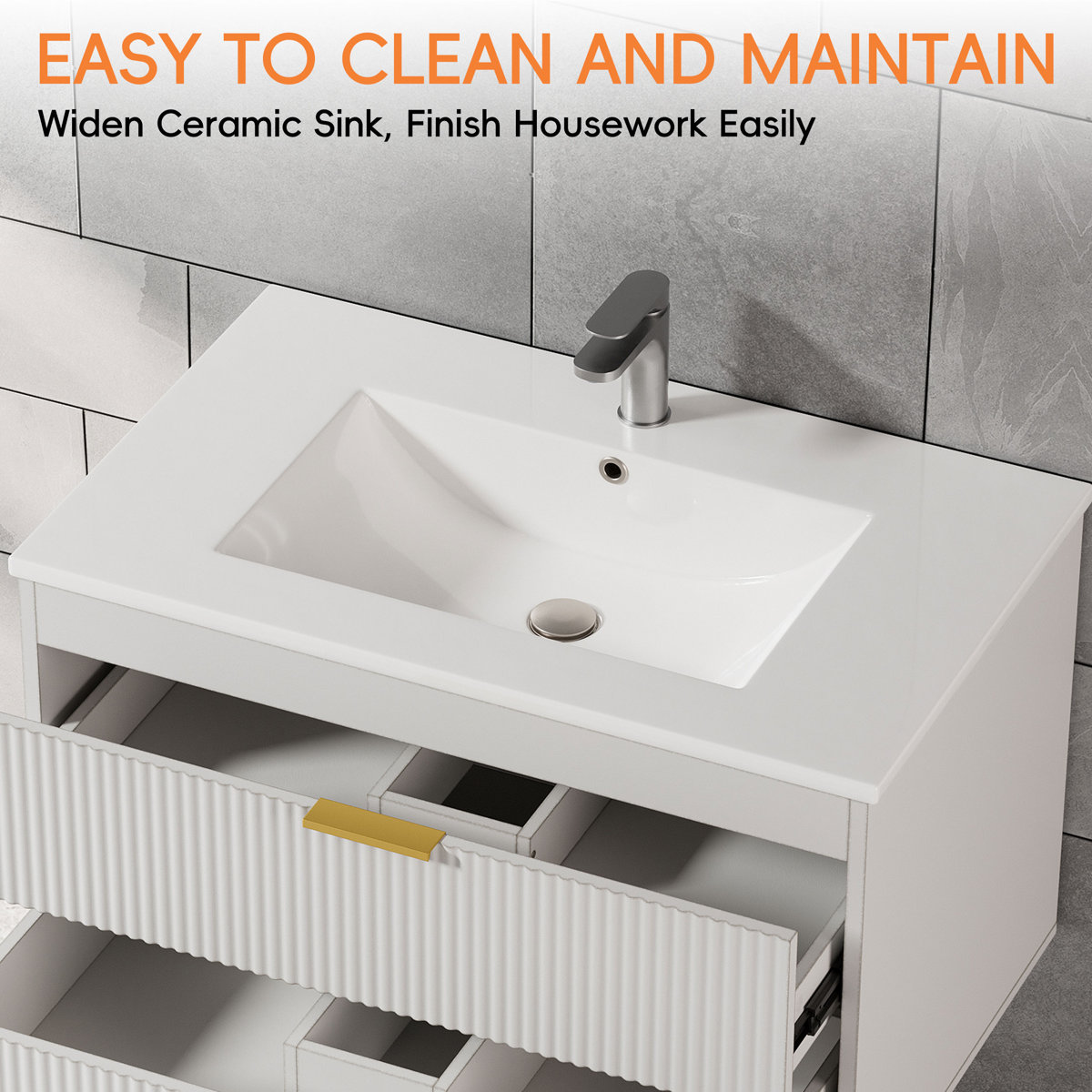 White Bathroom Vanity with Sink - 28 inch - photo 5
