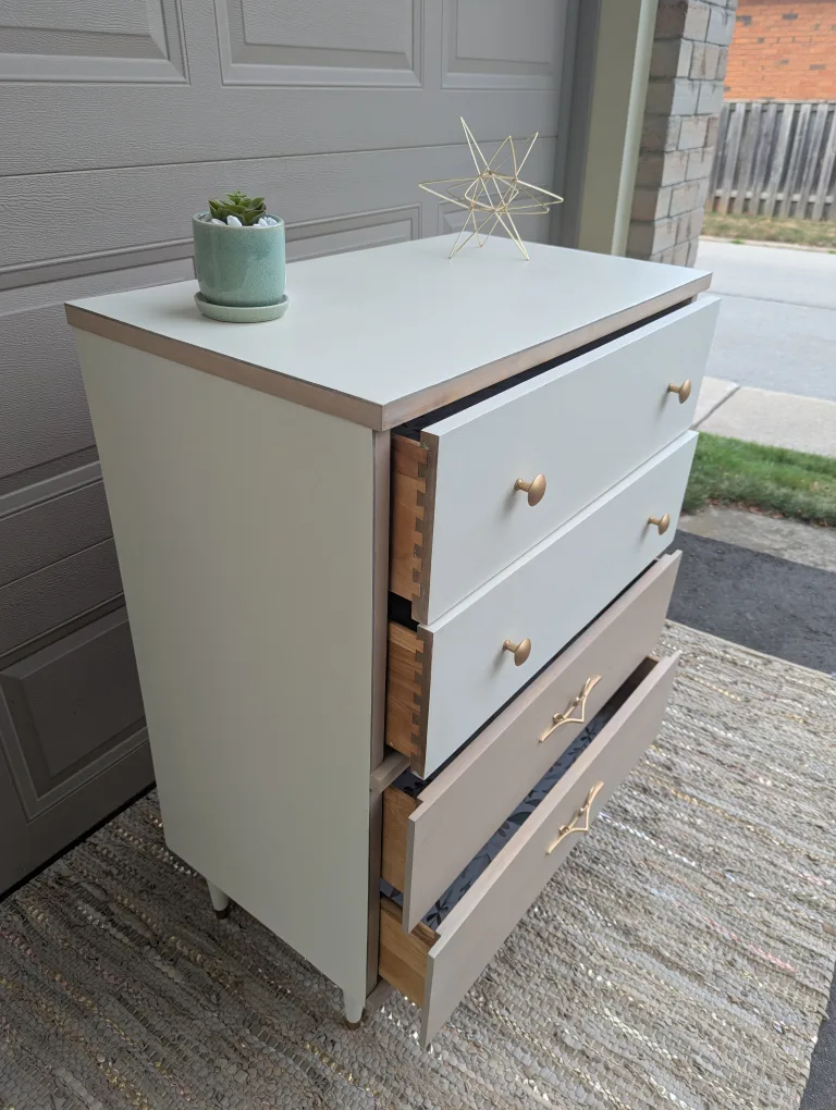 Newly refinished MCM tallboy dresser image indicator(7)