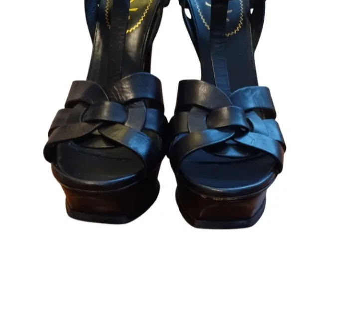 Yves Saint Laurent Black Leather Platform Sandals image indicator(3)