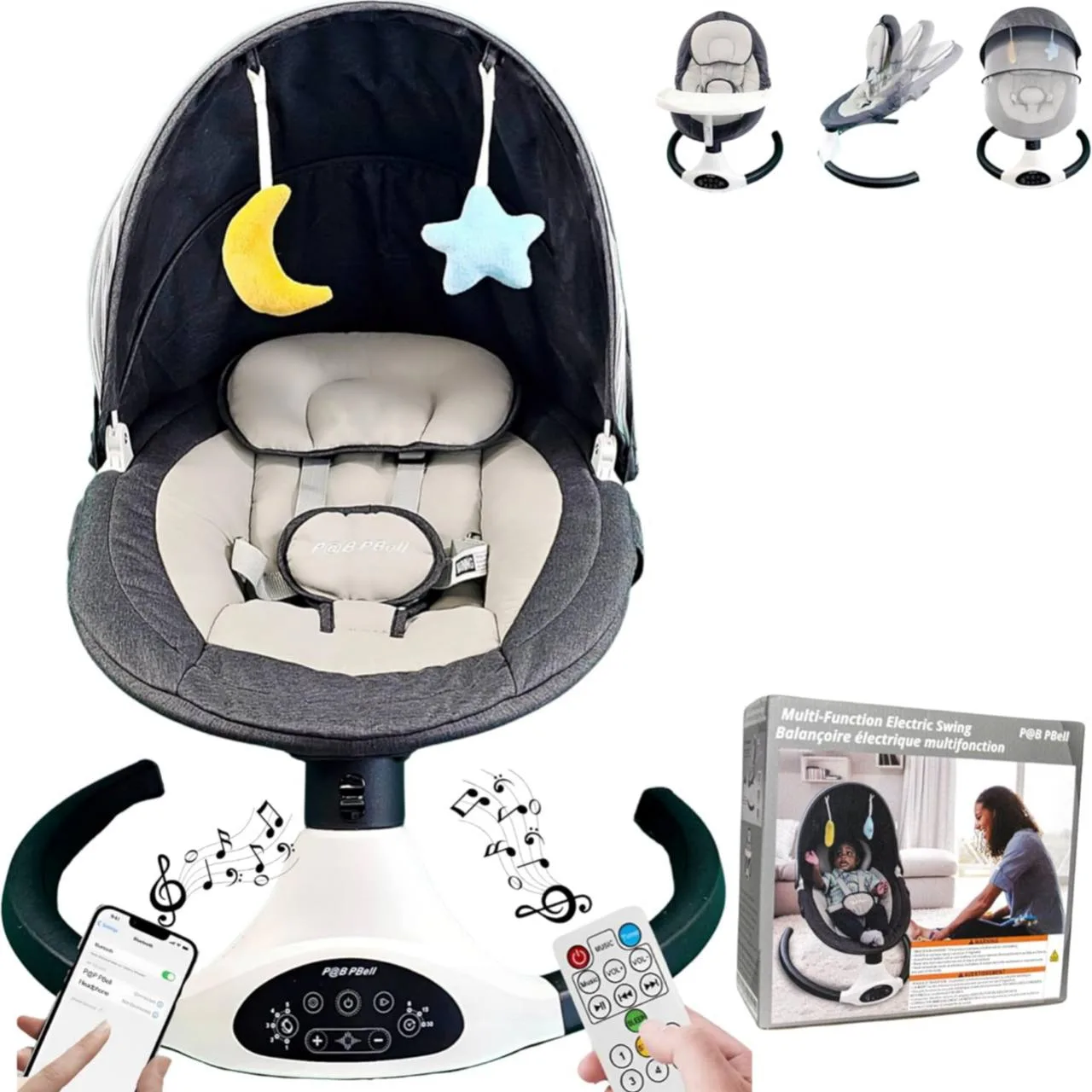 5-Speed Electric Baby Swing with Bluetooth & Remote thumbnail