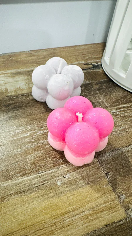 Bubble Flower Candle - Pink & Purple