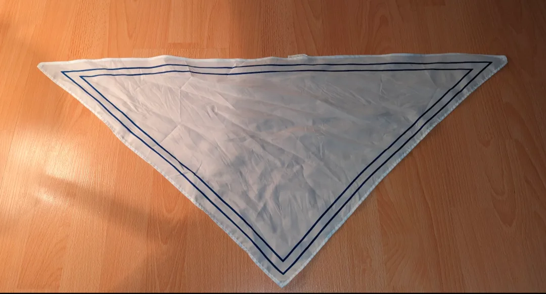 White Neck Scarf with Blue Trim thumbnail