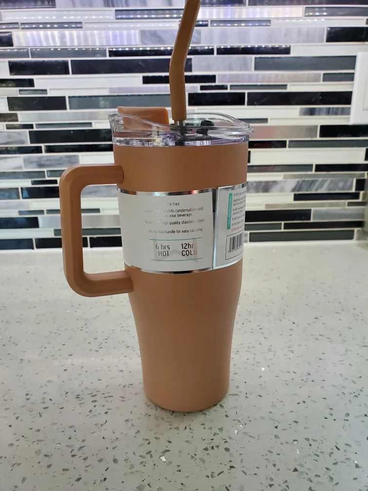 Stainless Steel Tumbler with Handle & Straw thumbnail