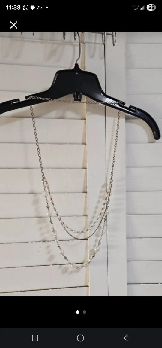 Layered Necklace with Faux Pearls thumbnail