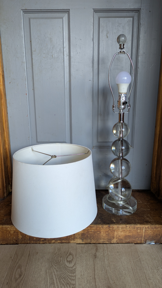 Glass Ball Table Lamp with White Shade - photo 2