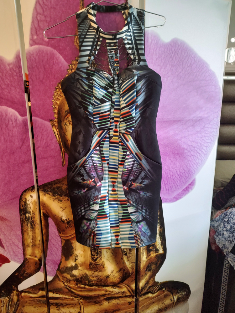 Abstract Print Sleeveless Dress