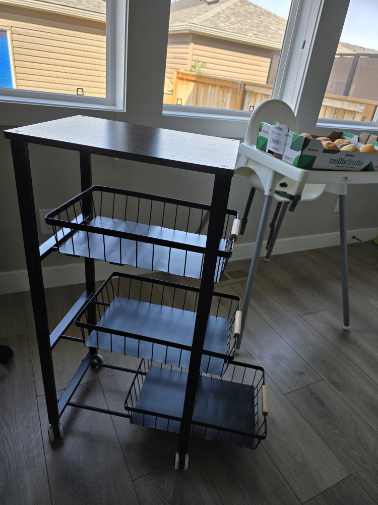 Rolling Utility Cart with 3-Tier Basket Storage - photo 2
