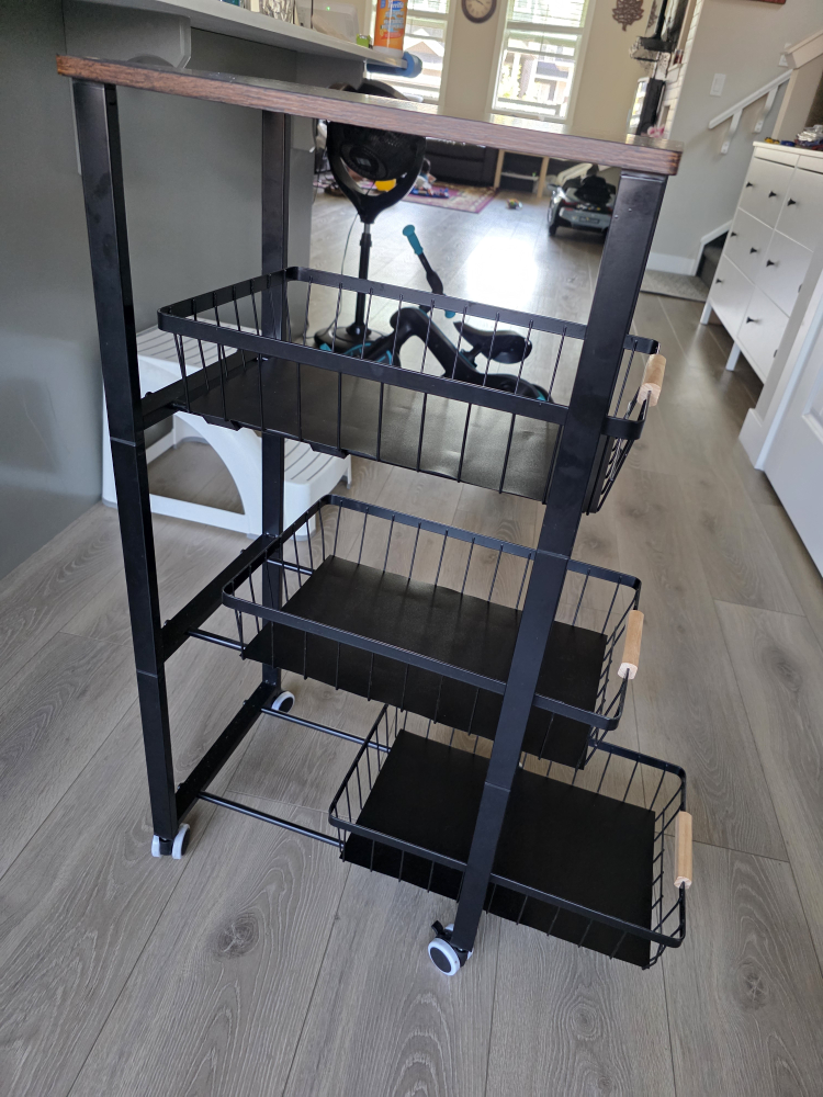 Rolling Utility Cart with 3-Tier Basket Storage - photo 3