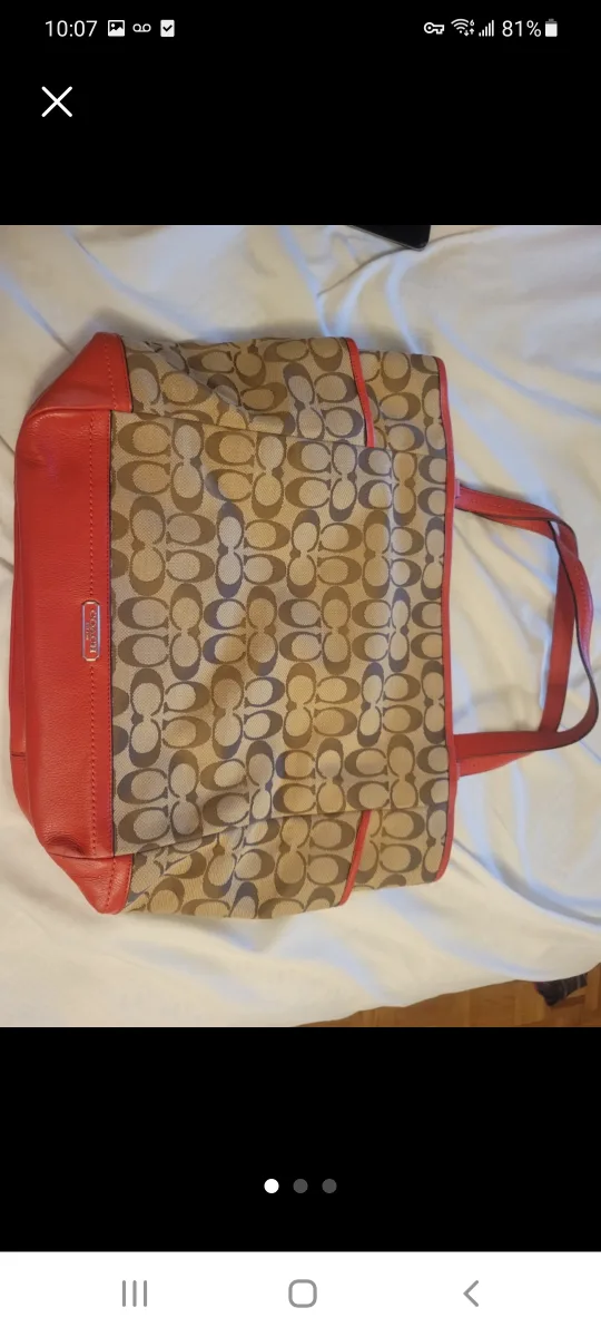 Coach Signature Tote Bag - Orange Trim