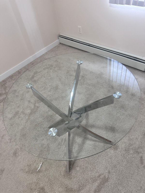 Glass Top Round Dining Table