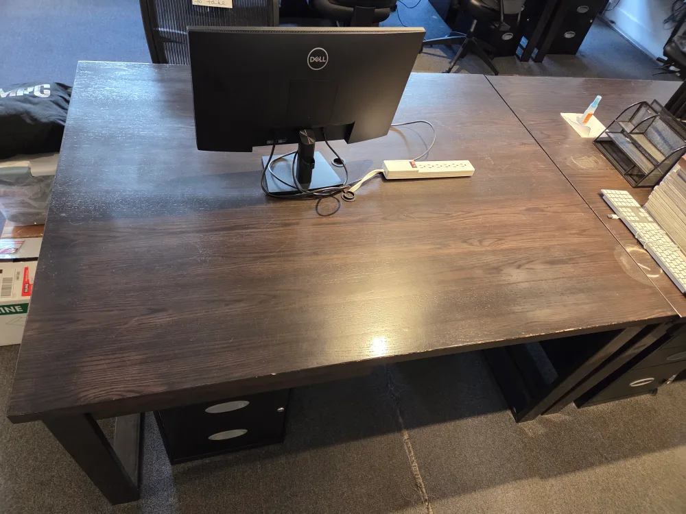 Large Dark Wood Office Desk (x12) thumbnail