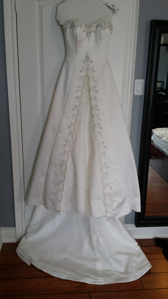 Mon Cheri Vintage Wedding Dress - White, Strapless, Size 8 - photo 3