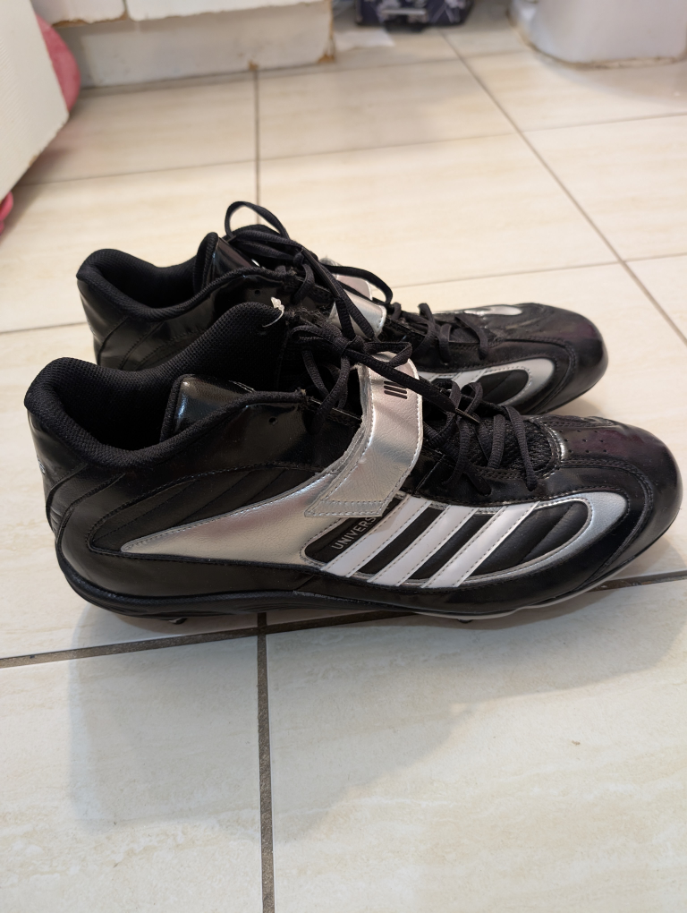 Adidas University Mid Football Cleats Shoes-Black & Silver-New - photo 3