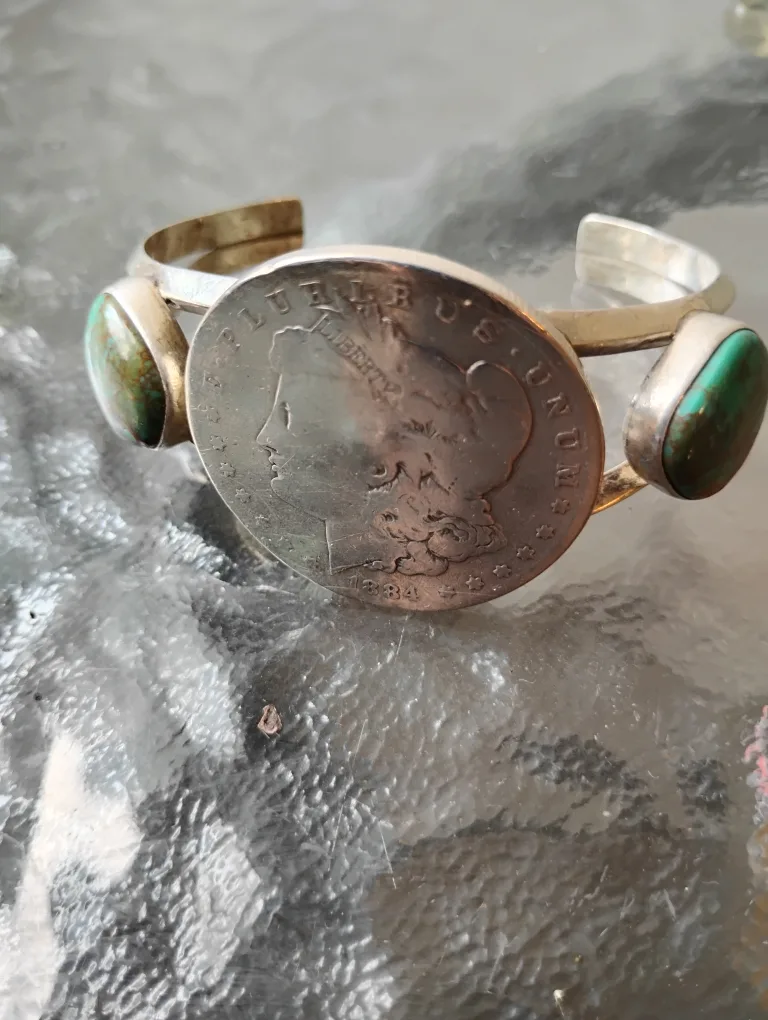 Vintage Coin & Turquoise Bracelet thumbnail