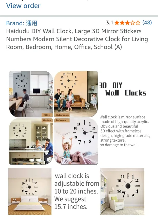 Haidudu DIY 3D Mirror Wall Clock - New in Box! image indicator(2)